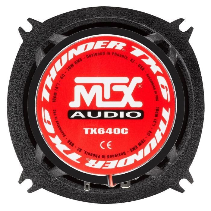 Coaxiaux 2 voies - MTX AUDIO - 10cm 4O 70Wrms - Châssis aluminium - Bobine Ř25mm TIL - Tweeter néodyme Ř22mm