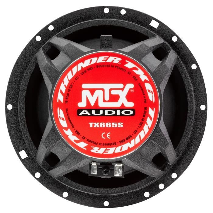 Kit 2 voies - MTX AUDIO - 16,5cm - 4O - 90Wrms - Câssis aluminium - Bobine Ø30mm TIL - Tweeter néodyme Ø28mm