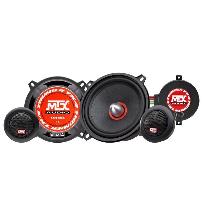 MTX TX450S Haut-parleurs voiture Kit 2 voies 13cm 70W RMS 4 Tweeters néodyme 25mm Membranes pulpe célulose