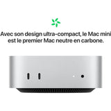 Apple - Mac mini (2024) Puce Apple M4  - RAM 16Go - Stockage 256Go SSD - CPU 10 coeurs GPU 10 coeurs - Argent
