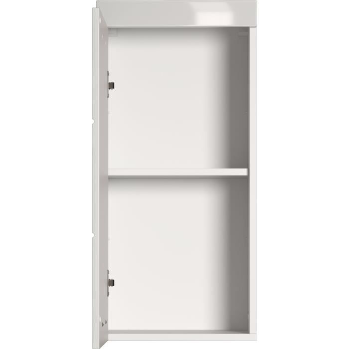 Rangement haut de salle de bain AMANDA - 1 porte - Blanc - L 37 x P 23 x H 77 cm