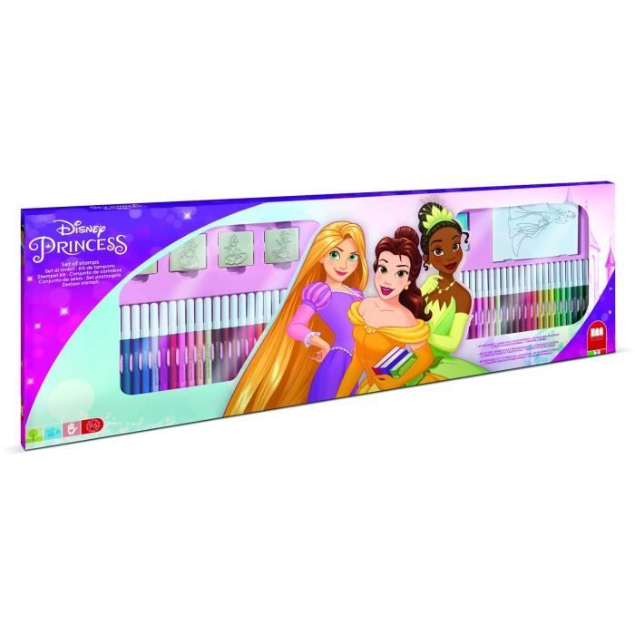 Coffret coloriage - MULTIPRINT - 18660 - 60 feutres 4 tampons Princesses Disney