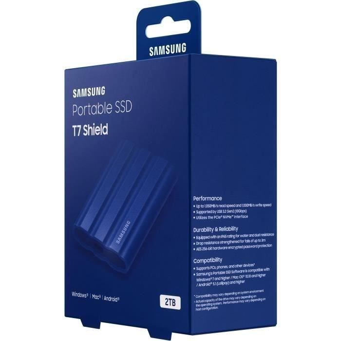 SAMSUNG SSD Externe T7 Shield Bleu 2 To MU-PE2T0R/EU
