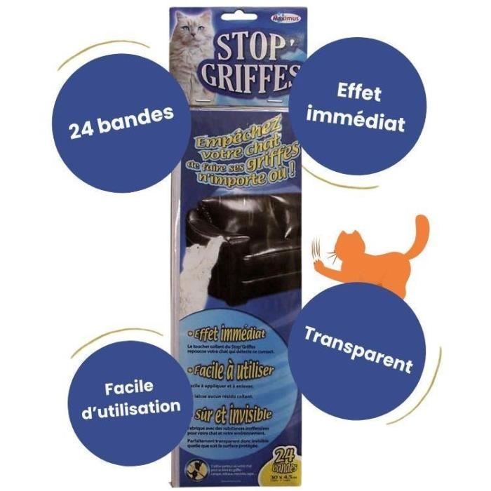 Bandes Stop'Griffes - MUZO - x24 - Transparent - Anti-griffes - Inoffensif pour les animaux