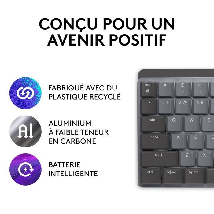 Clavier - Sans fil - Logitech - MX Mechanical - AZERTY - Mécanique - Rétroéclairé - Graphite