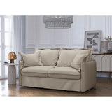 Canapé convertible express - 3 places - MYKONOS - Tissu beige - 185 x 104 x 90 cm - MONDO