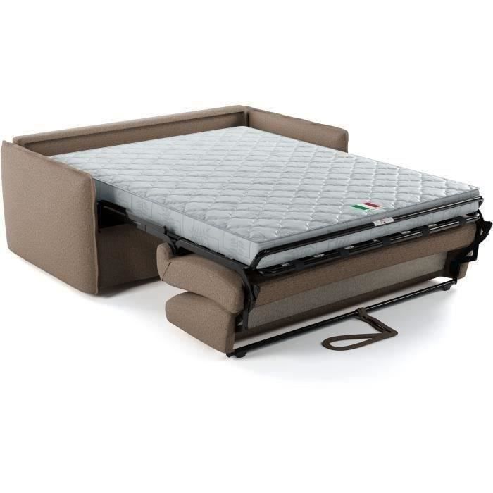 Canapé convertible express - 3 places - MYKONOS - Tissu Chocolat - 185 x 104 x 90 cm - MONDO