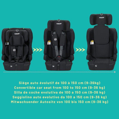 Siege auto - NANIA - LIMA - Groupe 1/2/3 - 76-150 cm - Isofix - I-Size - Réducteur - Noir