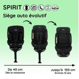 NANIA Siege auto isofix SPIRIT, Groupe 0/1/2/3, de 0 a 10 ans, 0-36 kg, 40-150 cm, R 129– Tetiere réglable - Inclinable - Pivotant -