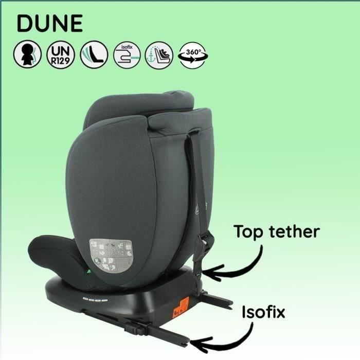 NANIA Siege auto isofix DUNE, Groupe 0/1/2/3, de 0 a 10 ans, 0-36 kg, 40-150 cm, R 129 – Tetiere réglable - Inclinable - Pivotant -