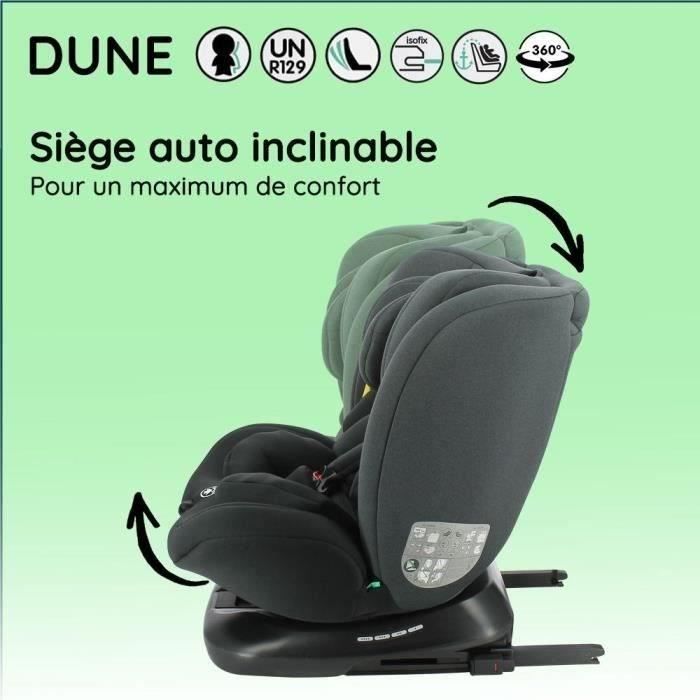 NANIA Siege auto isofix DUNE, Groupe 0/1/2/3, de 0 a 10 ans, 0-36 kg, 40-150 cm, R 129 – Tetiere réglable - Inclinable - Pivotant -