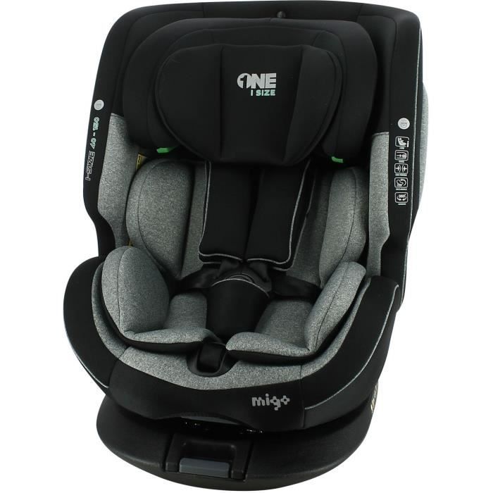 NANIA Siege auto ONE ISOFIX, Groupe 0/1/2/3, de 0 a 12 ans, 0-36 kg, 40-150 cm, R 129 - Pivotant - Noir