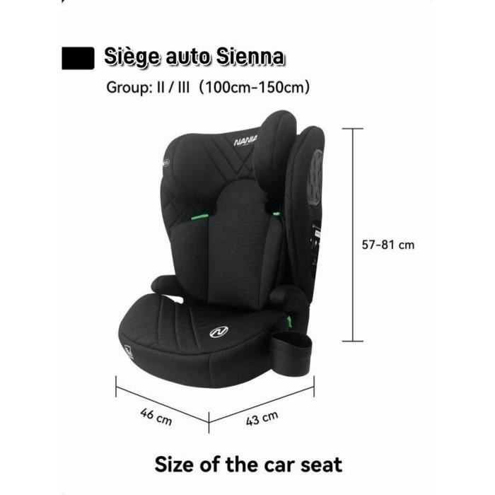 Siege auto ceinturé - NANIA - SIENNA - Groupe 2/3 - I-size - Noir