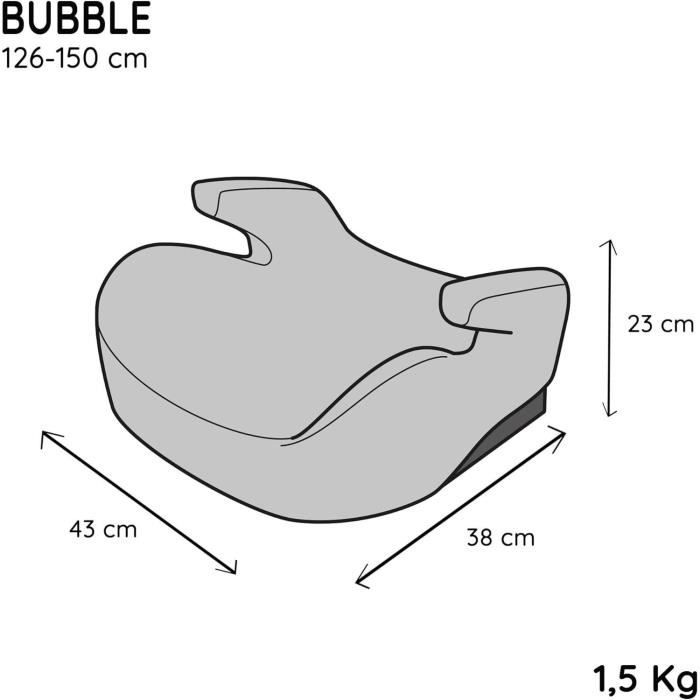 Siege auto réhausseur - NANIA - Bubble - Groupe 3 - 126-150 cm - I-Size - Ceinturé - Noir
