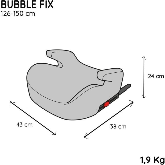 Siege auto réhausseur - NANIA - Bubblefix - Groupe 3 - Isofix - I-Size - 126-150 cm - Noir