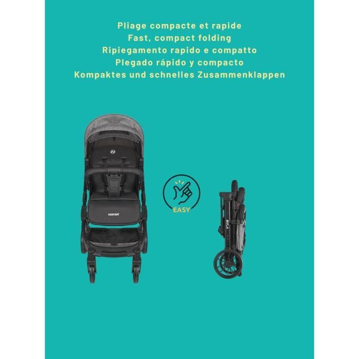 NANIA - Poussette combinée 2-en-1 avec siege auto Rimini - MYLA - 4 roues - Noir