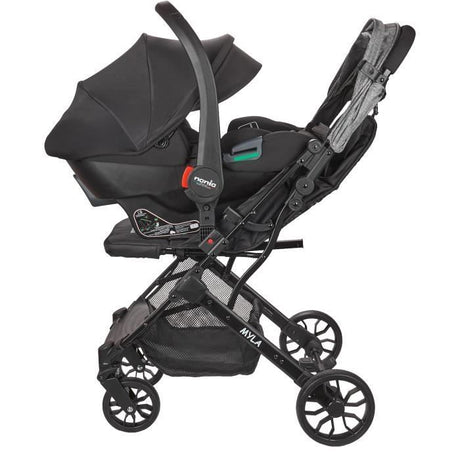 NANIA - Poussette combinée 2-en-1 avec siege auto Rimini - MYLA - 4 roues - Noir