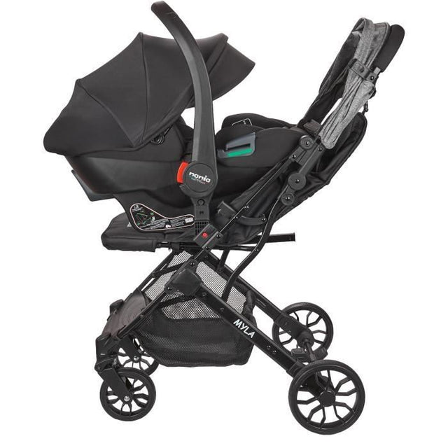 NANIA - Poussette combinée 2-en-1 avec siege auto Rimini - MYLA - 4 roues - Noir
