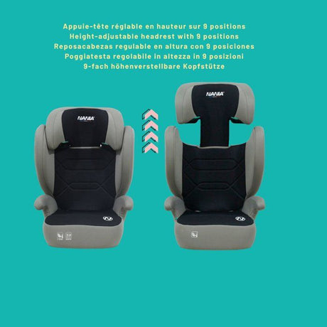 Siege auto - NANIA - Belem - Groupe 2/3 - I-size - 100/150 cm - 4 a 12 ans - Protection Latérale - Appui-tete Réglable - Noir