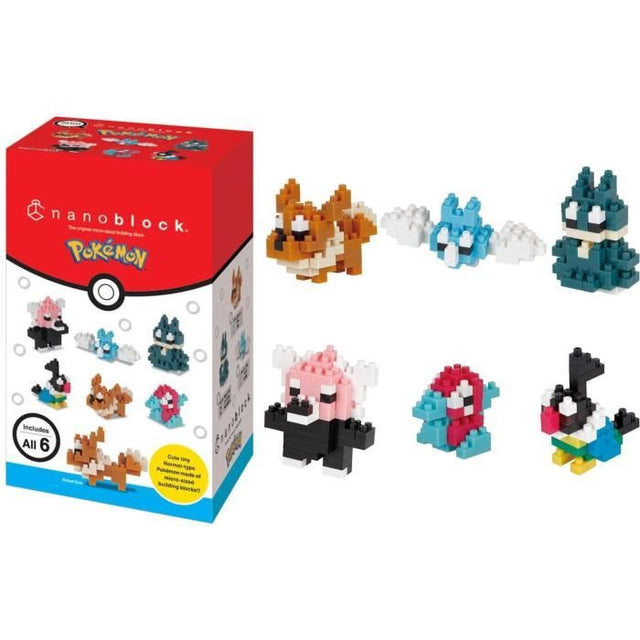 Coffret de 6 figurines en briques - BANDAI - NANOBLOCK - Pack Pokémon type Normal