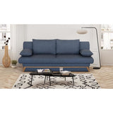Canapé convertible - 3 places - NAOTO - Tissu bleu foncé - Coffre de rangement - 202 x 98 x 98 cm