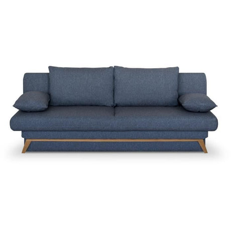 Canapé convertible - 3 places - NAOTO - Tissu bleu foncé - Coffre de rangement - 202 x 98 x 98 cm