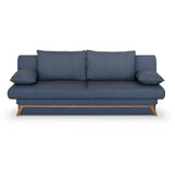 Canapé convertible - 3 places - NAOTO - Tissu bleu foncé - Coffre de rangement - 202 x 98 x 98 cm