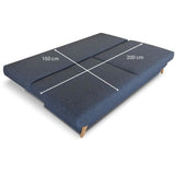 Canapé convertible - 3 places - NAOTO - Tissu bleu foncé - Coffre de rangement - 202 x 98 x 98 cm
