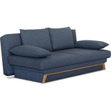 Canapé convertible - 3 places - NAOTO - Tissu bleu foncé - Coffre de rangement - 202 x 98 x 98 cm