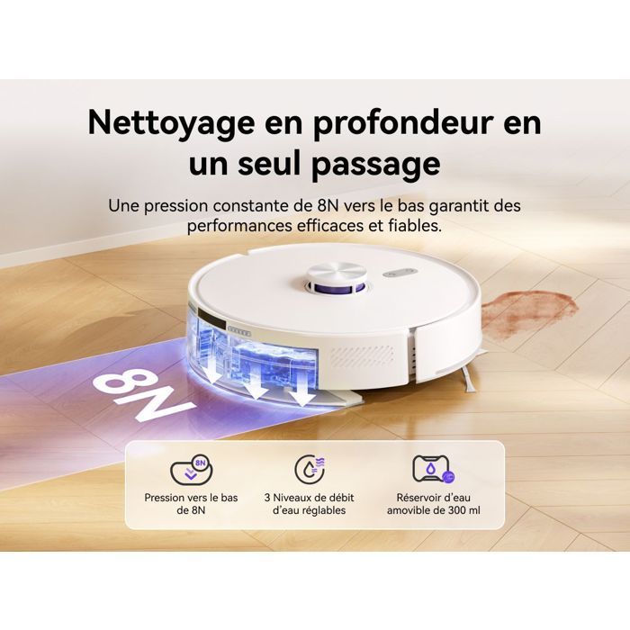 NARWAL Freo S - Robot Aspirateur Laveur - 8000 Pa - Autovidage 180 Jours - Navigation LDS - Cartographie 3D
