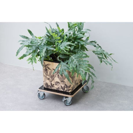 Tablette a roulettes pour plantes - NATURE - Chariot a plantes carré - Bois noir - 38x38 cm - Charge 250 kg