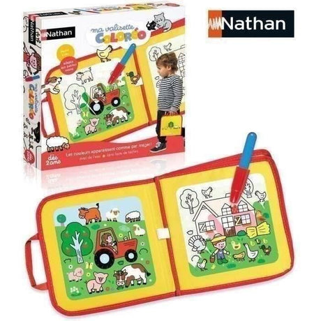 Jeu créatif - NATHAN - MA VALISETTE COLOREO - Coloriage magique a l'eau - Portable, sans taches - Feutre a eau