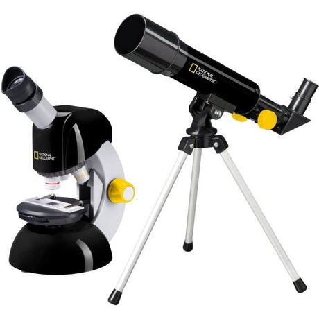 Kit télescope + microscope enfant - National Geographic - Astronomie et microscopie pour débutant - Grossissement 18x-29x - 8 ans
