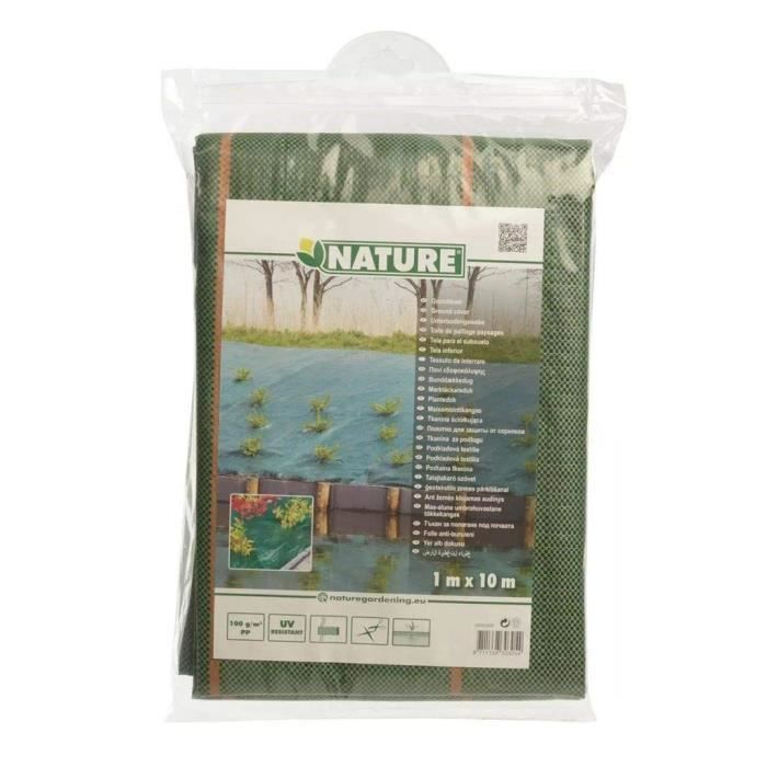 Toile de paillage paysages verte, 1 x 10 m, traité anti UV, 100 g/m² - Bâche de sol anti mauvaises herbes