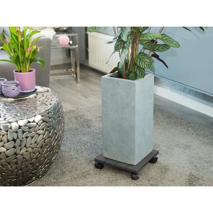 NATURE Tablette a roulettes pour plantes - Bois composite - H7 x 30 x 30 cm