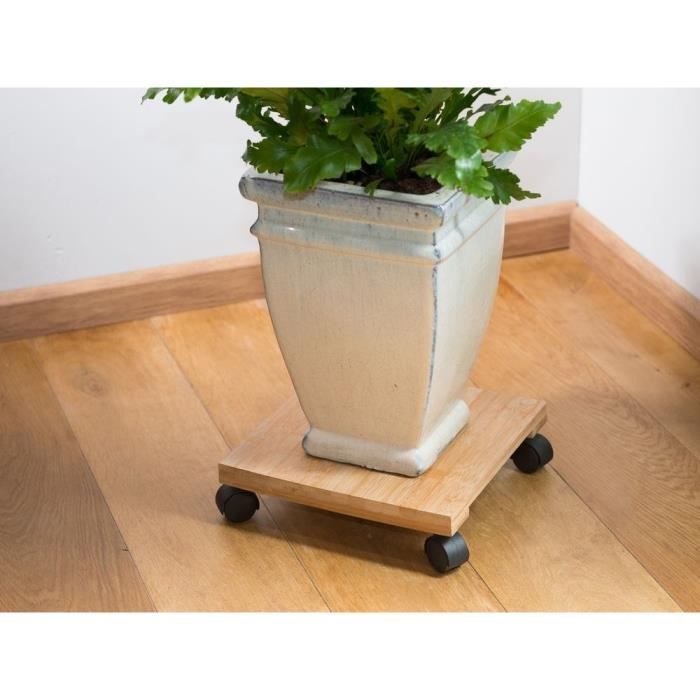 NATURE Tablette a roulettes pour plantes - Bambou composite - H8 x 30 x 30 cm