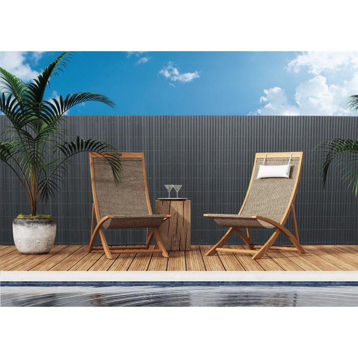Canisse PVC double face - NATURE - 1 x 3 m - 1600 g/m² - Occultant 4/5 - Anti-UV - Anthracite