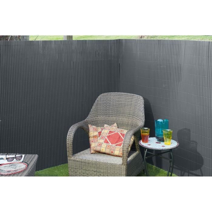 Canisse PVC double face - NATURE - 1 x 3 m - 1600 g/m² - Occultant 4/5 - Anti-UV - Anthracite