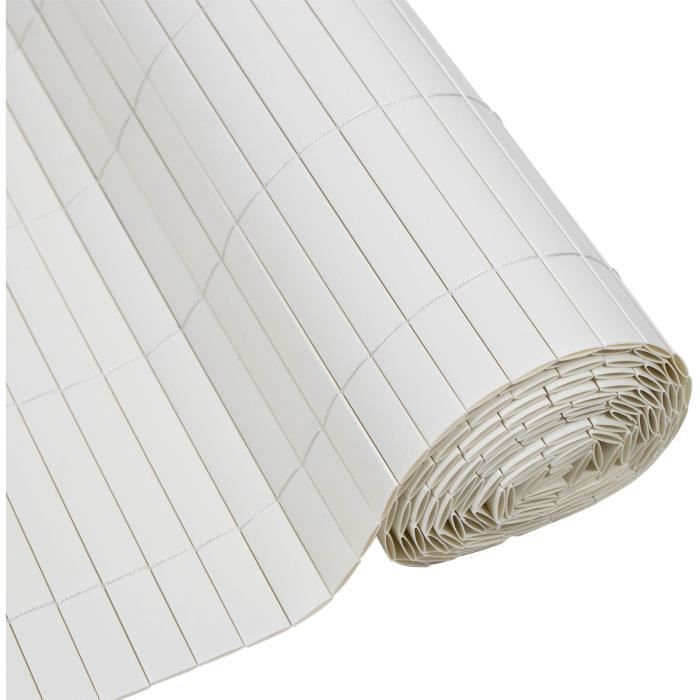 Canisse PVC double face - NATURE - 1 x 3 m - 1600 g/m² - Occultant 4/5 - Anti-UV - Blanc