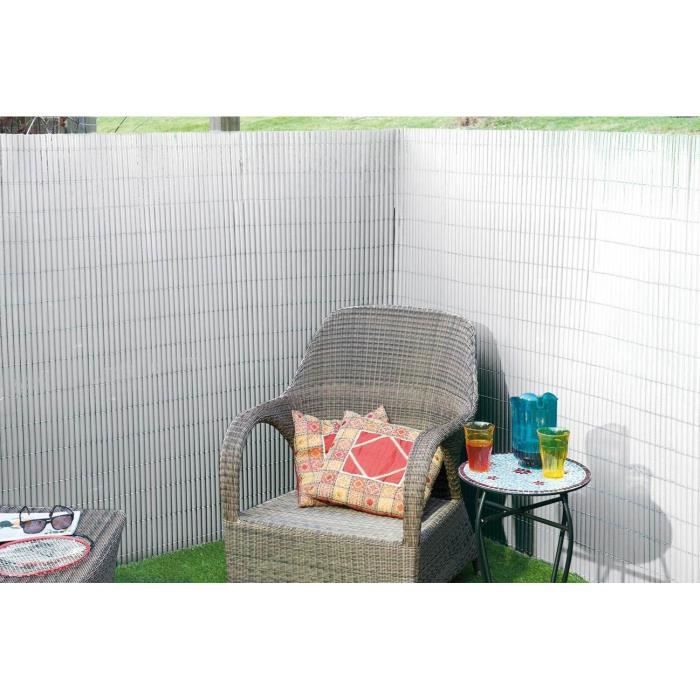 Canisse PVC double face - NATURE - 1 x 3 m - 1600 g/m² - Occultant 4/5 - Anti-UV - Blanc