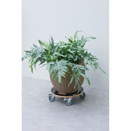 Support de pot roulant carré - NATURE - Bois FSC - Charge max 250 kg - Roues multidirectionnelles