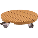Support de pot à roulettes - NATURE - WPC H7,5 x Ø30 cm - 4 roulettes - Bois