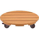 Support de pot à roulettes - NATURE - WPC - H8,6 x Ø38 cm - 4 roulettes - Bois