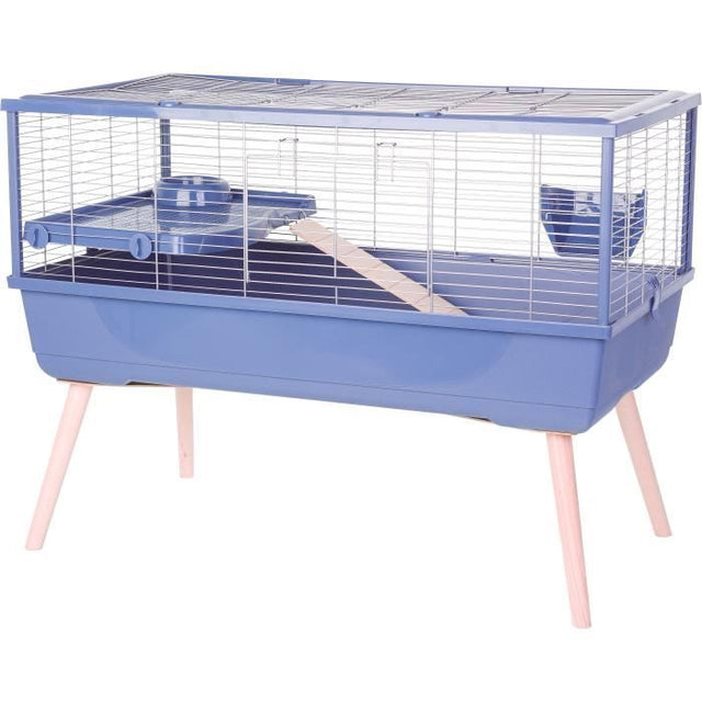 ZOLUX Cage grillagée rongeur surélevée pour cochon d'inde Néolife - 99 x 54 x 79 cm - Bleu