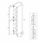 Colonne de salle de bain - NEREA - Blanc brillant - 2 portes - 30 x 35 x 182 cm
