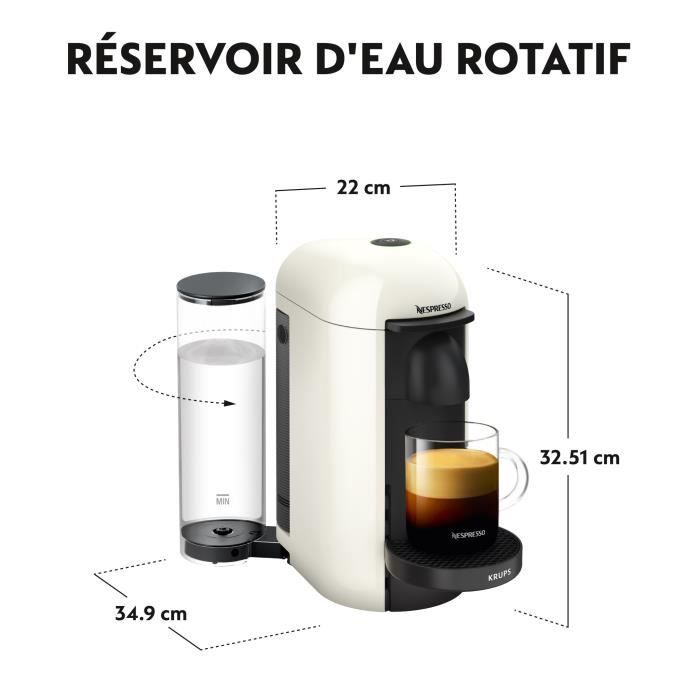 NESPRESSO KRUPS Vertuo Plus Machine a CafÈ, Cafetiere Espresso, Blanc Ivoire YY3916FD