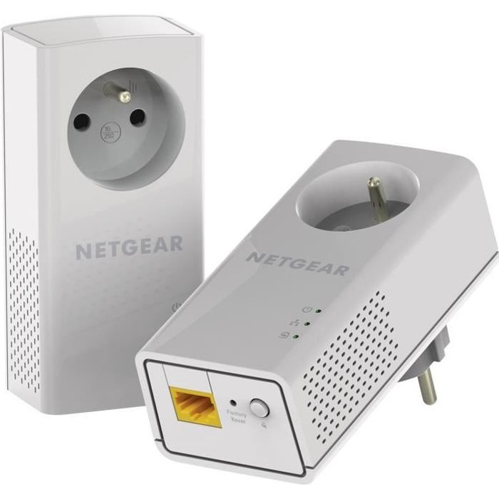 NETGEAR PLP1000 Pack de 2 prises CPL 1000 Mbps avec Prise filtrÈe et Port Gigabit