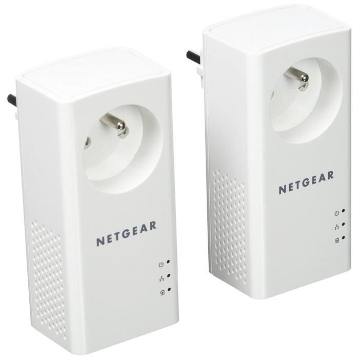 NETGEAR PLP1000 Pack de 2 prises CPL 1000 Mbps avec Prise filtrÈe et Port Gigabit