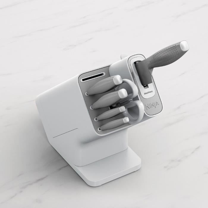Bloc-couteaux - NINJA FOODI - StaySharp K62006EUWH - Avec aff˚teur - Ensemble de couteaux - 6 pieces aiguisÈes - Blanc