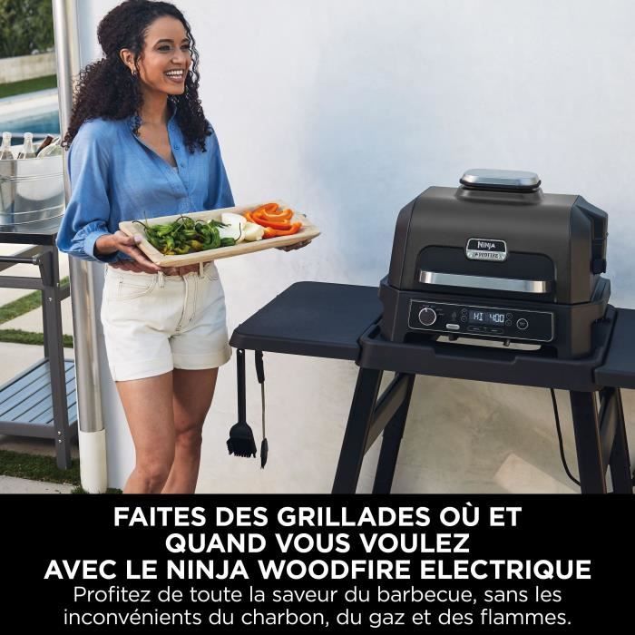 Barbecue électrique et fumoir NINJA - Woodfire Pro XL OG850EU - 4 programmes de cuisson - Thermosonde intégrée